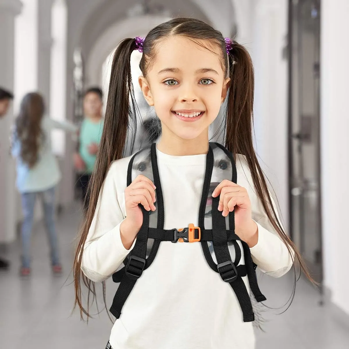 Dog Pattern Backpacks for Kids Girls Boys Cheerful Husky Puppy Preschool Toddler Bookbag with Chest Strap Mini Elementary Kindergarten School Bags