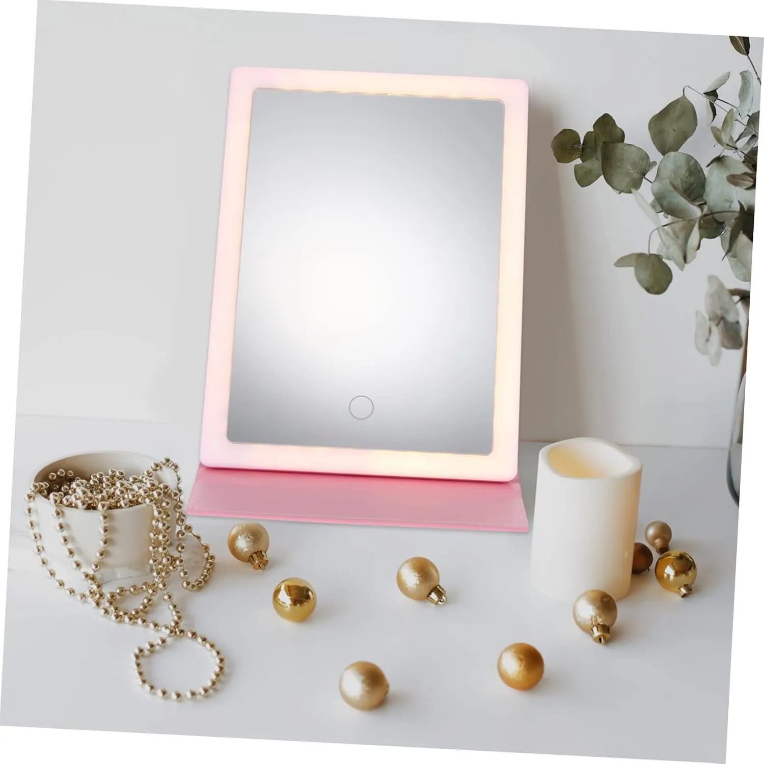 DOITOOL Travel Makeup Mirror with Led Lights Lighting Modes Compact Folding Tabletop Vanity Mirror for Women for Home Office and Travel Use