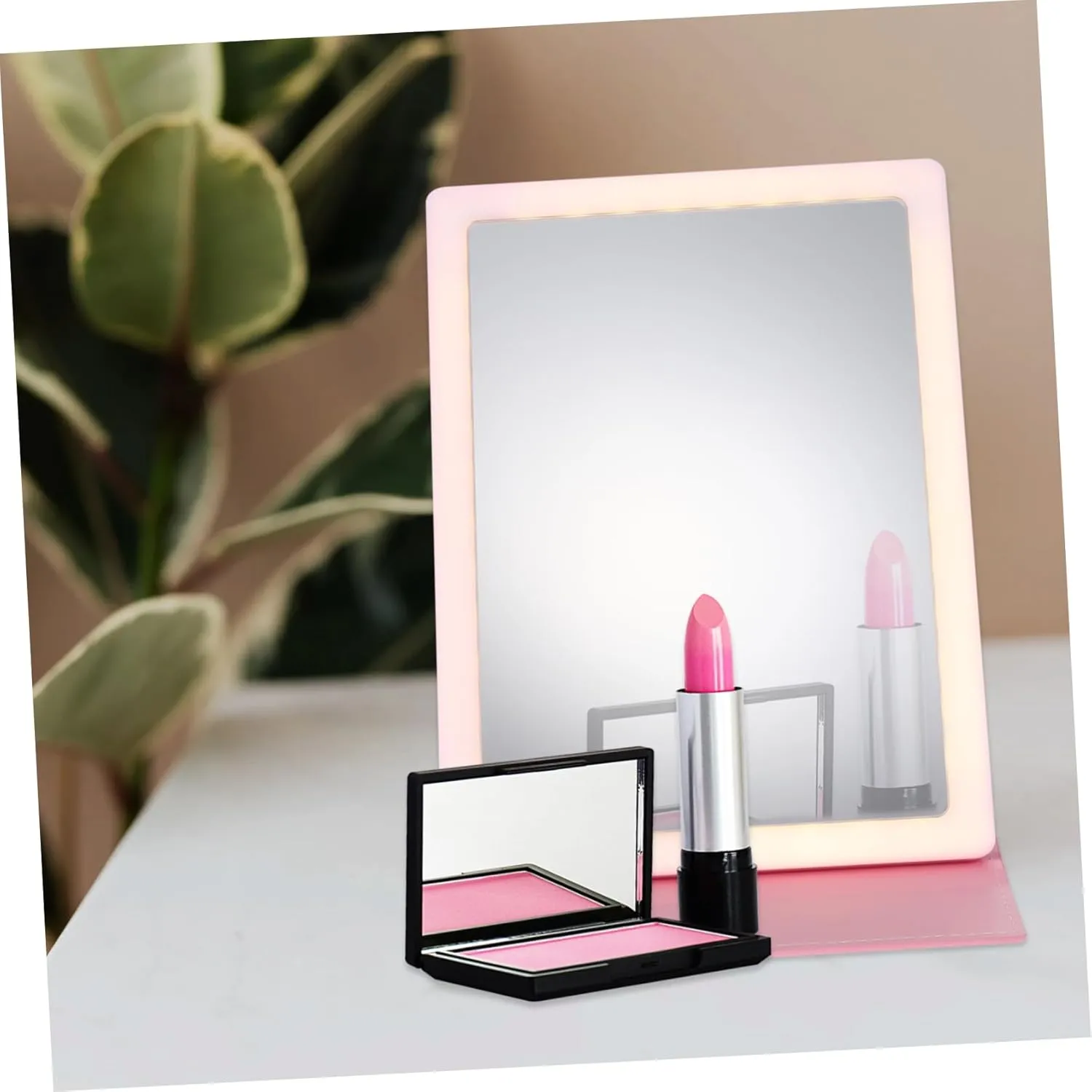 DOITOOL Travel Makeup Mirror with Led Lights Lighting Modes Compact Folding Tabletop Vanity Mirror for Women for Home Office and Travel Use