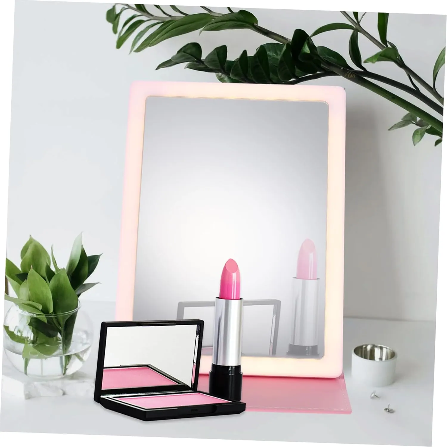 DOITOOL Travel Makeup Mirror with Led Lights Lighting Modes Compact Folding Tabletop Vanity Mirror for Women for Home Office and Travel Use