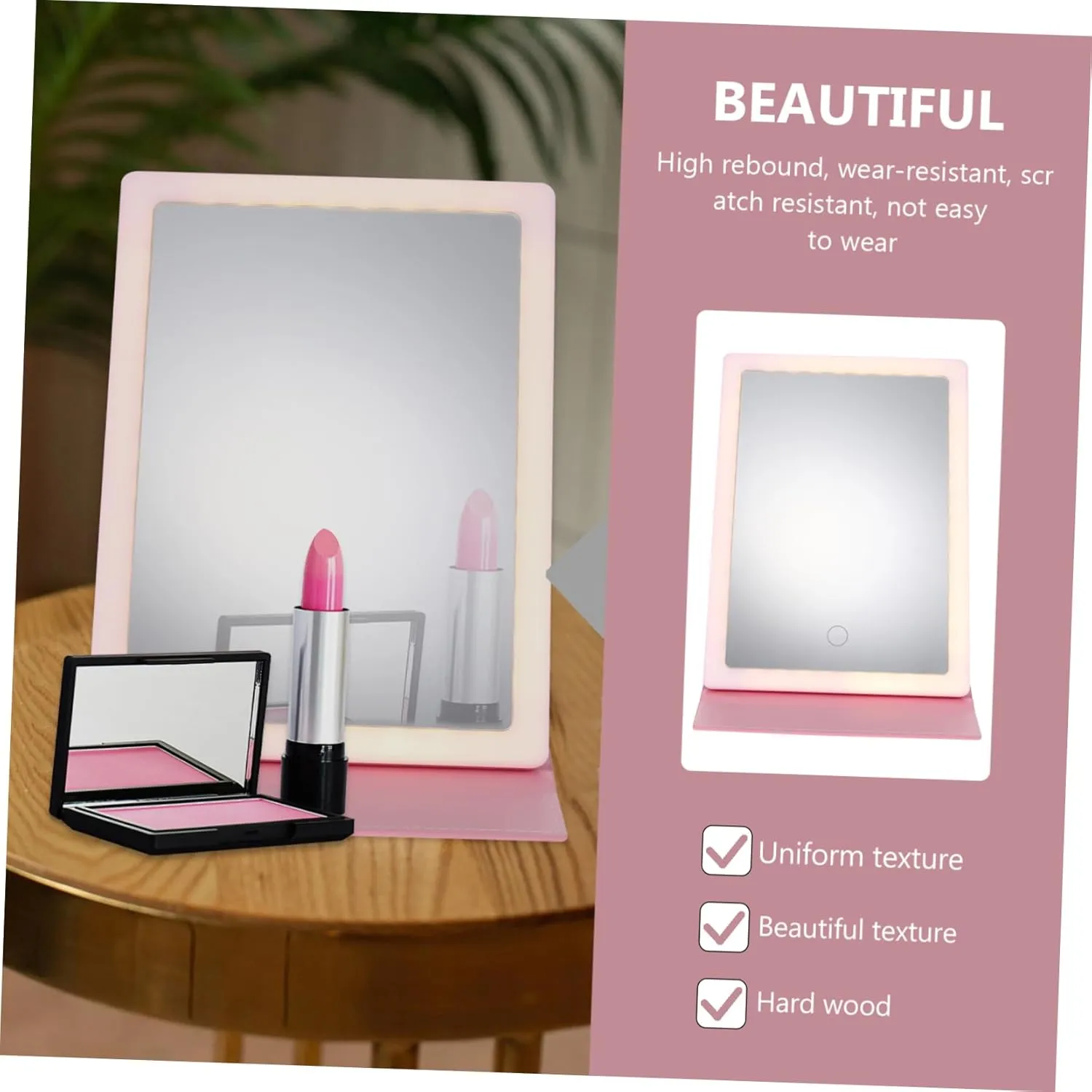 DOITOOL Travel Makeup Mirror with Led Lights Lighting Modes Compact Folding Tabletop Vanity Mirror for Women for Home Office and Travel Use