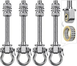 Dolibest Swing Hangers with Bearing - 4 Pack Stainless Steel 304 Hardware Hooks for Wood & Metal Beams, Ideal for Hanging Hammocks, Yoga Swings, Porch Swing, Boxing Bag 1500 LB Capacity - 5'' x M2/5''