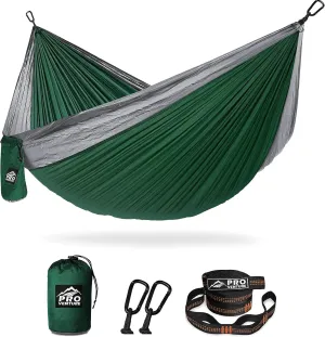 Double Camping Hammock - 10.5 x 6.5 FT (9ft Tree Straps, 2 Carabiners) - 2 Person, Portable, Lightweight Parachute Nylon 210T Hammocks - for Backpacking, Travel, Hiking, Patio (Double)…