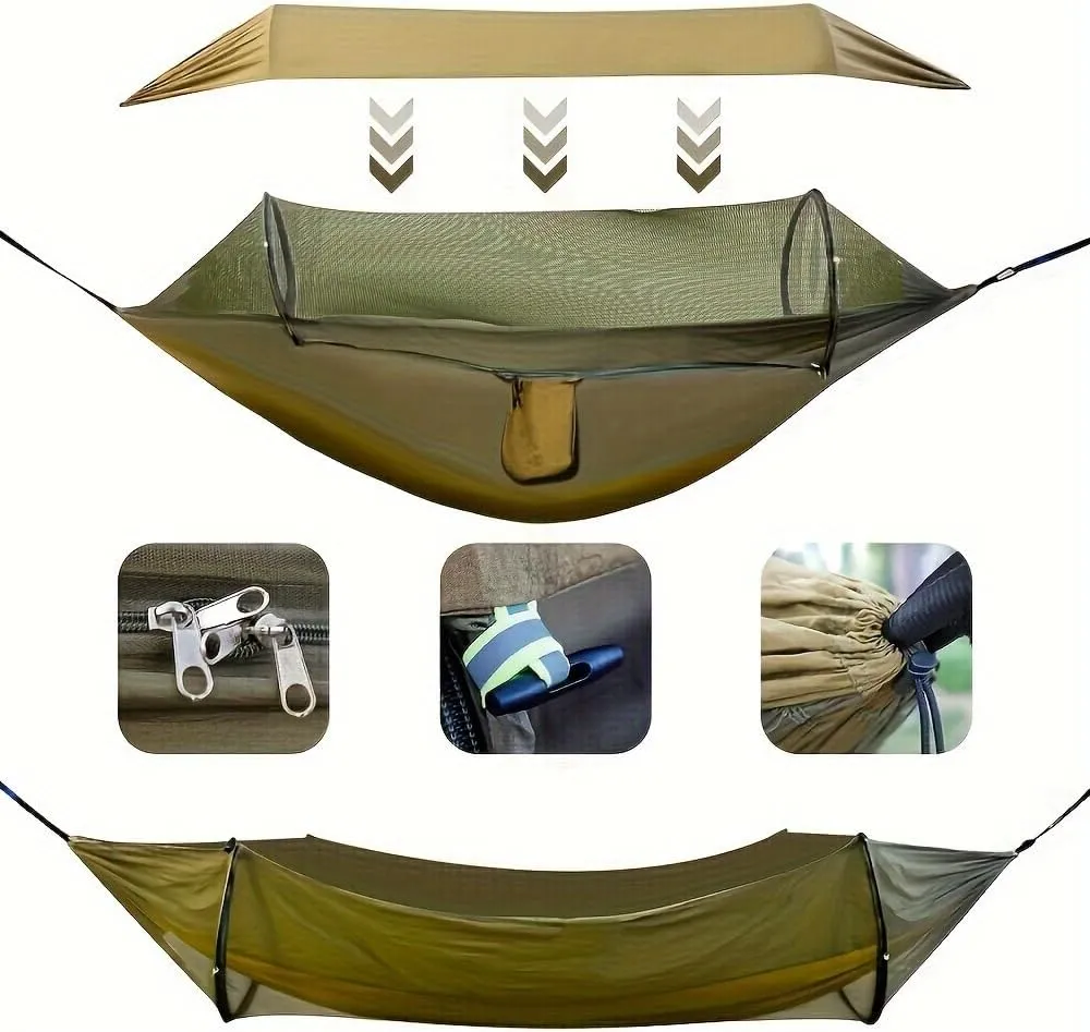 Double Sleeping Camping Hammock WithMosquito Net, Lightweight Hammock for Outdoor Travel BackpackingAnd (1, 3-in-1)