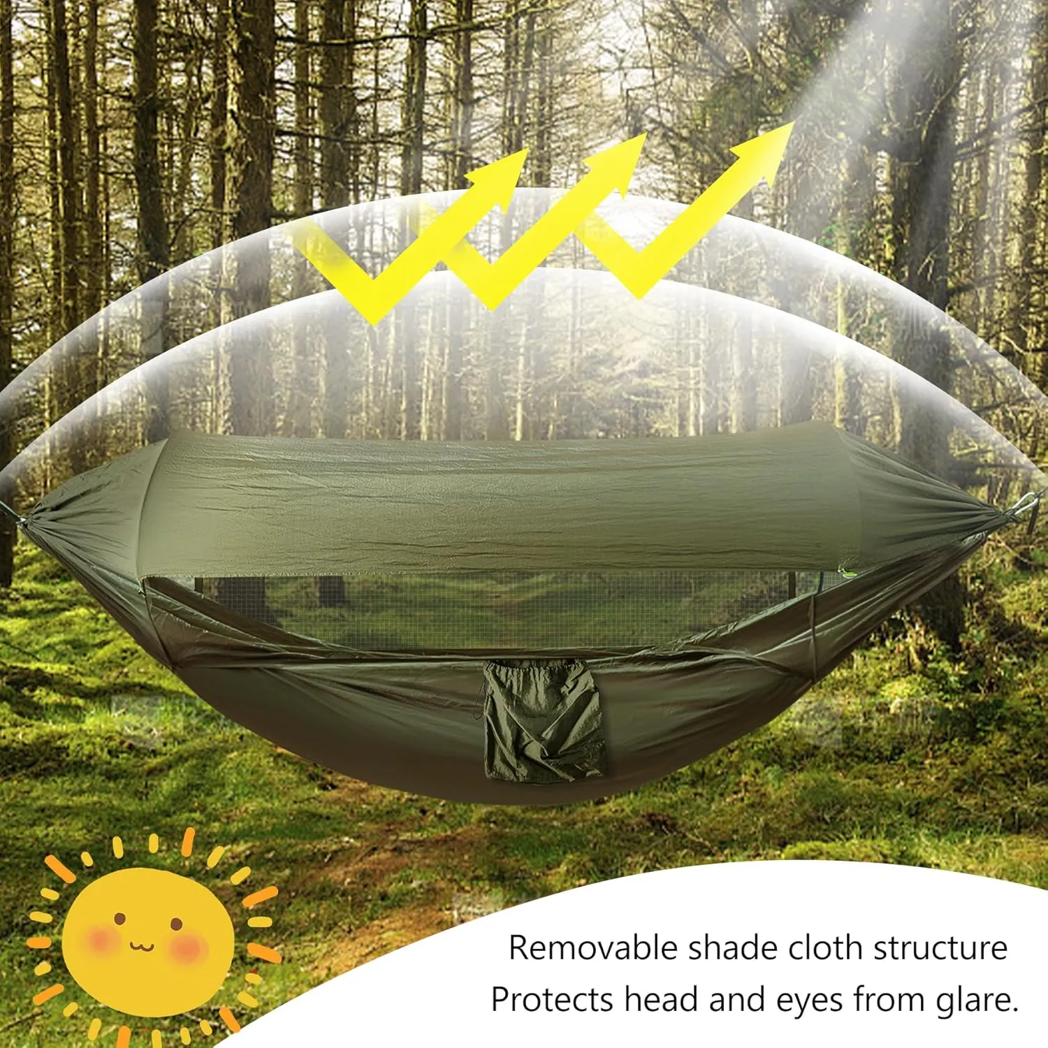 Double Sleeping Camping Hammock WithMosquito Net, Lightweight Hammock for Outdoor Travel BackpackingAnd (1, 3-in-1)