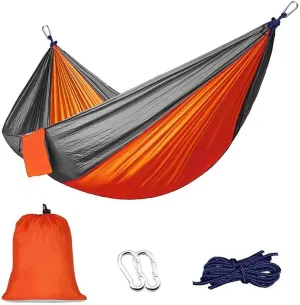 Double1-2 Person Parachute Hammock,Portable Travel Hammocks,Ultralight Sustainable Breathable Quick-Drying Outdoor Backpacking Hiking Orange 270x140cm