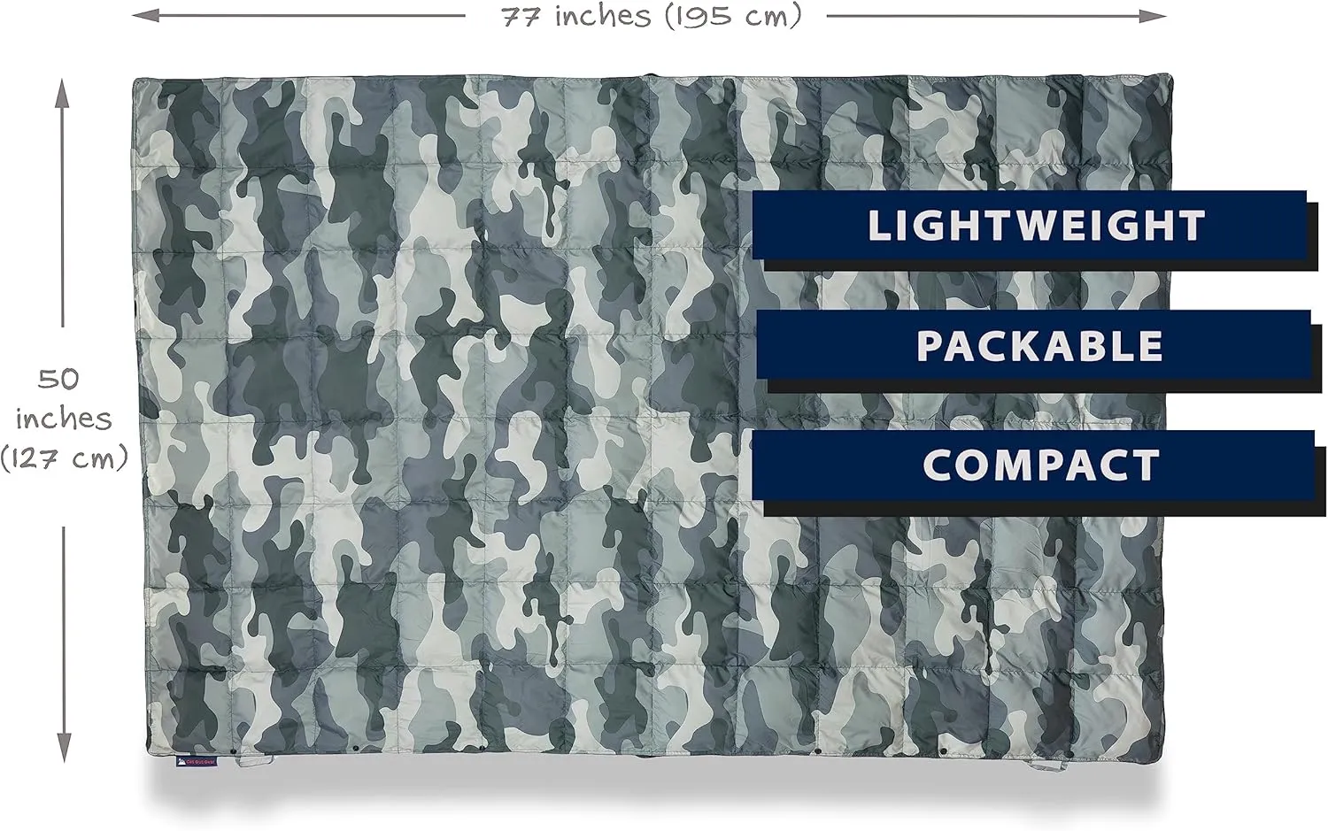 Down Camping Blanket - Puffy, Packable, Lightweight and Warm | Ideal for Outdoors, Travel, Stadium, Festivals, Beach, Hammock | 650 Fill Power Water-Resistant Backpacking Quilt