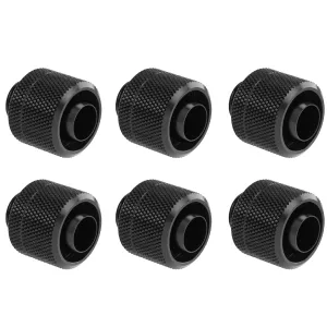 dracaena.io 6 Pack G1/4" Thread to 3/8" ID, 5/8" OD Compression Fitting for Soft Tubing, Soft Tube Connectors for Computer Water Cooling System, Black