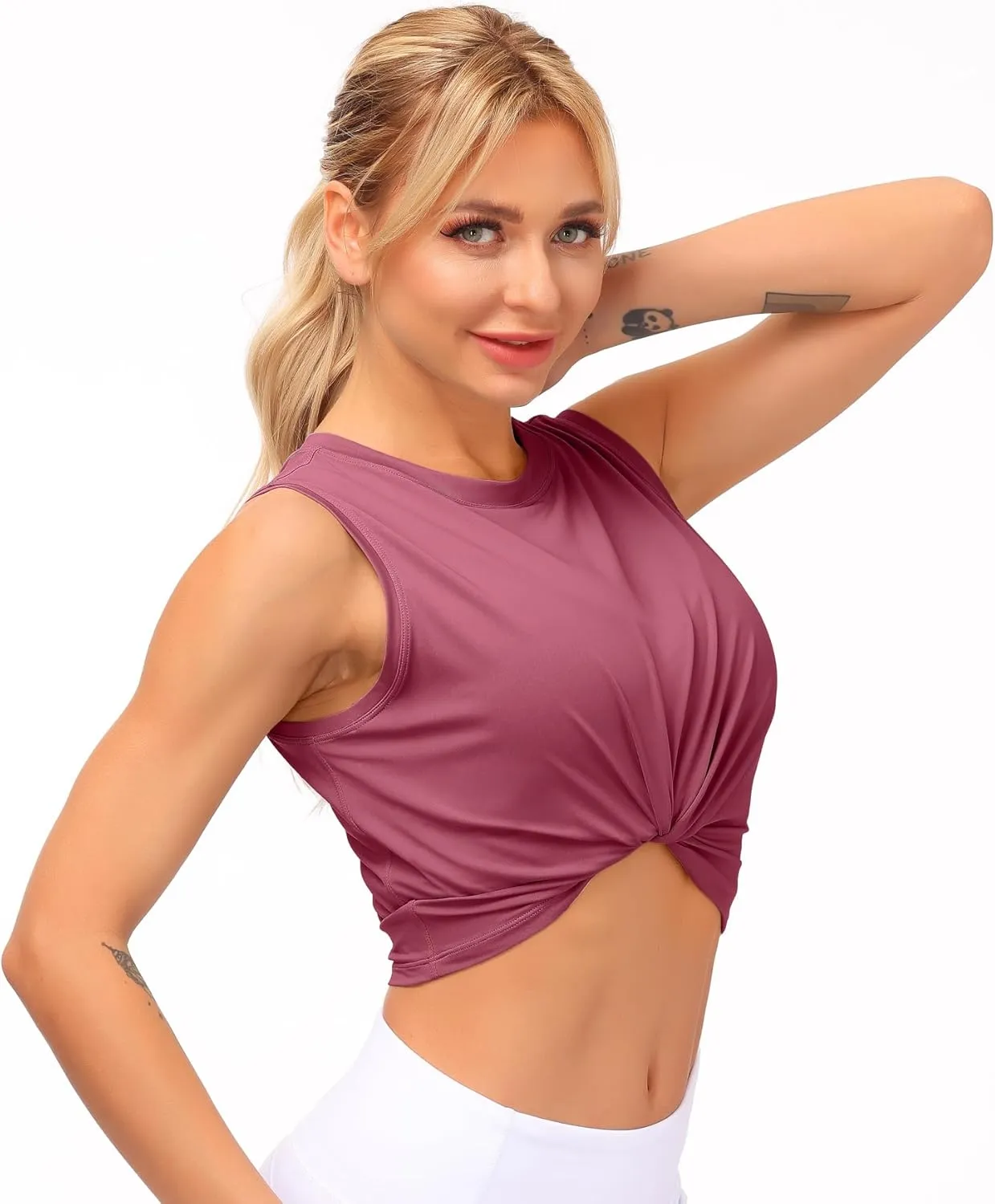 Dragon Fit Women Sleeveless Yoga Tops Workout Cool T-Shirt Running Short Tank Crop Tops