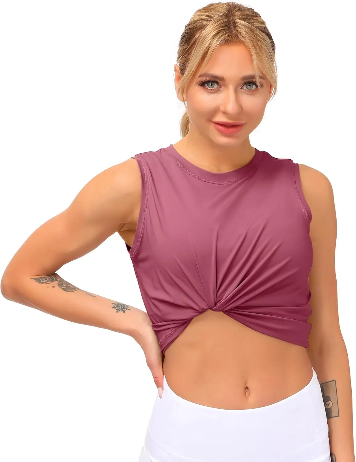 Dragon Fit Women Sleeveless Yoga Tops Workout Cool T-Shirt Running Short Tank Crop Tops