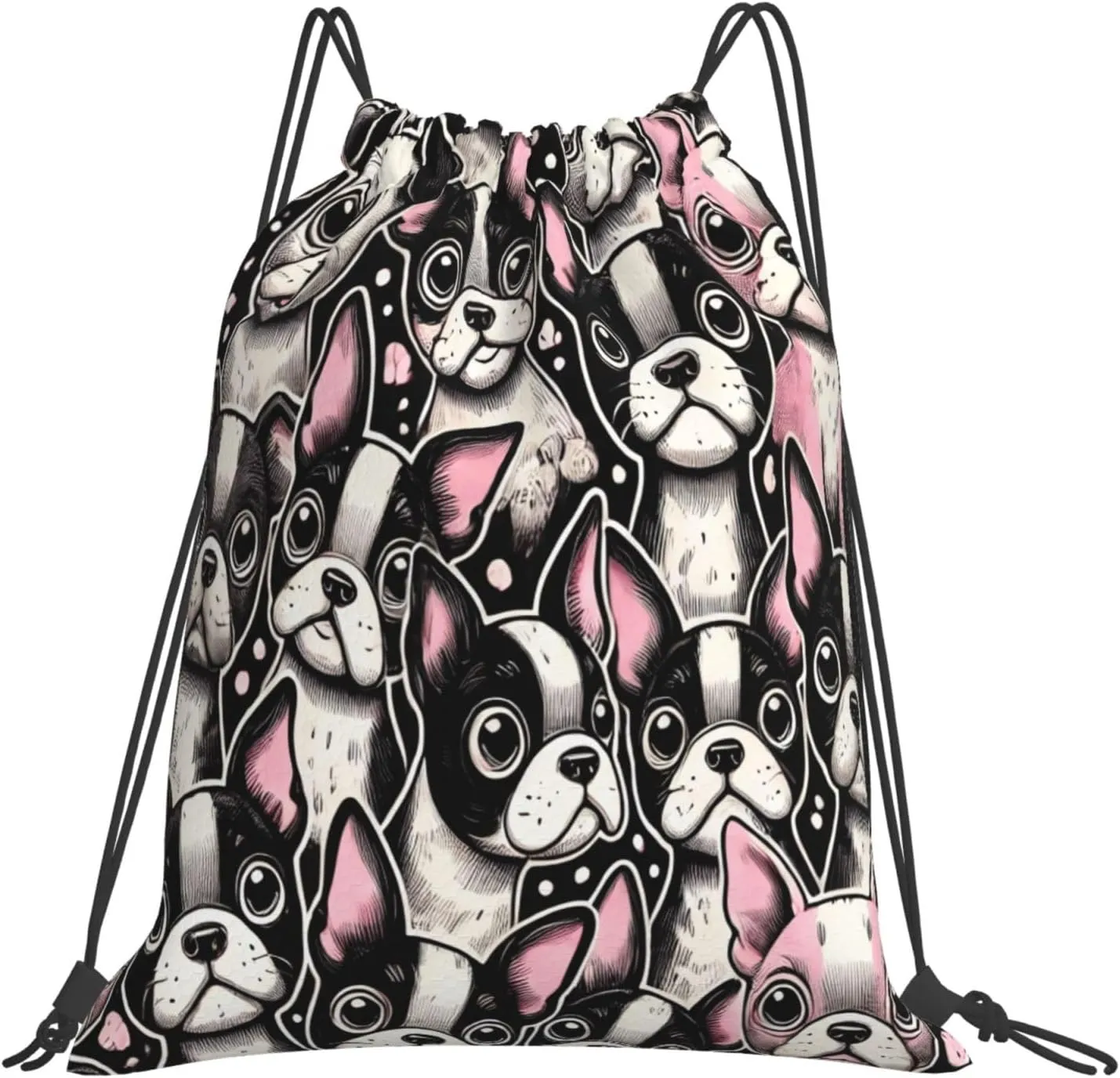 Drawstring Travel Backpack Cute Boston Terrier Dog Sports Gym Bag For Swimming,Beach