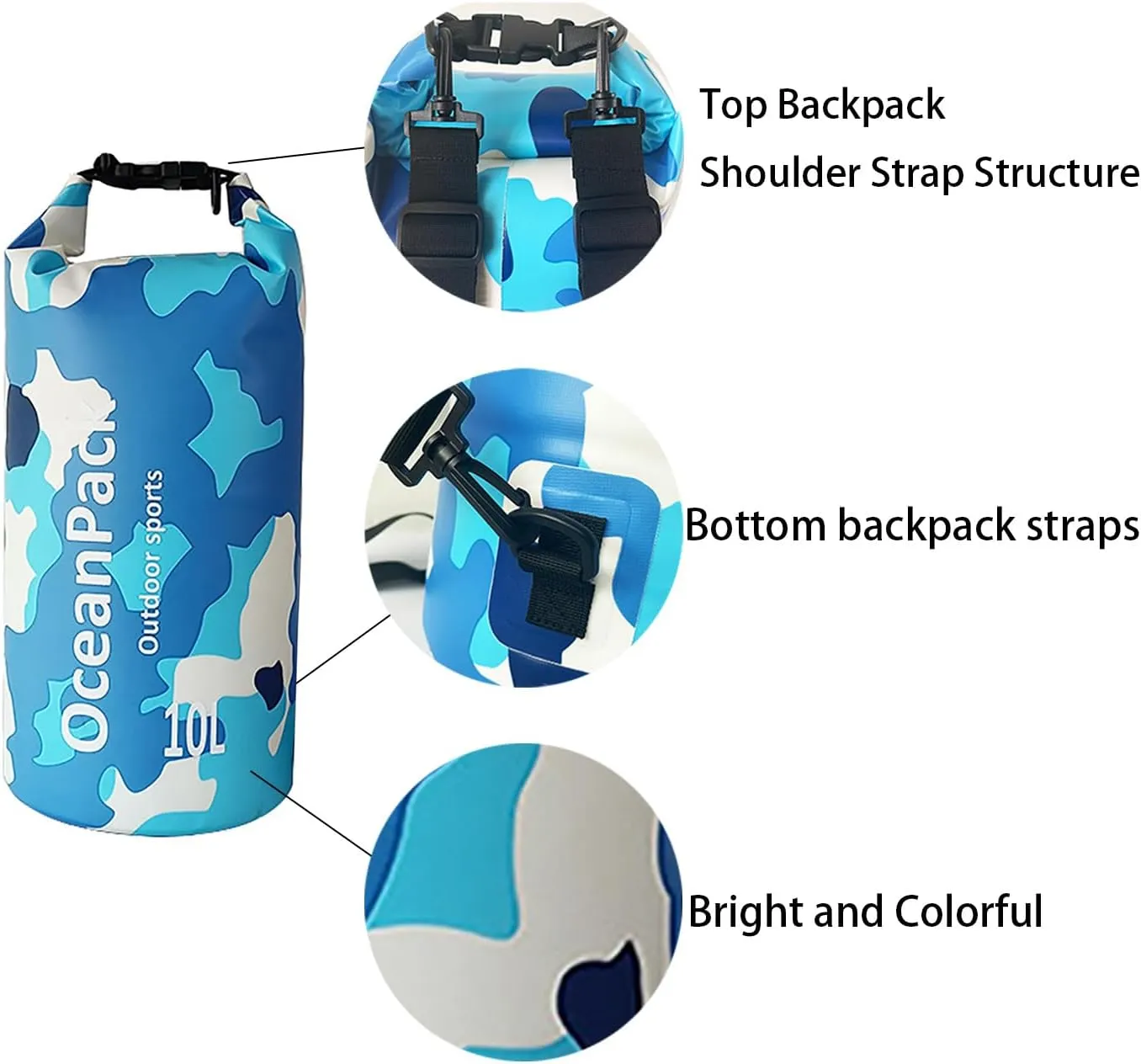 Dry Bag Waterproof for Women, 5L/10L/20L Roll Top Lightweight Dry Storage Bag Backpack for Travel, Swimming, Boating, Kayaking, Camping & Beach (GRAY CAMO, 20L)