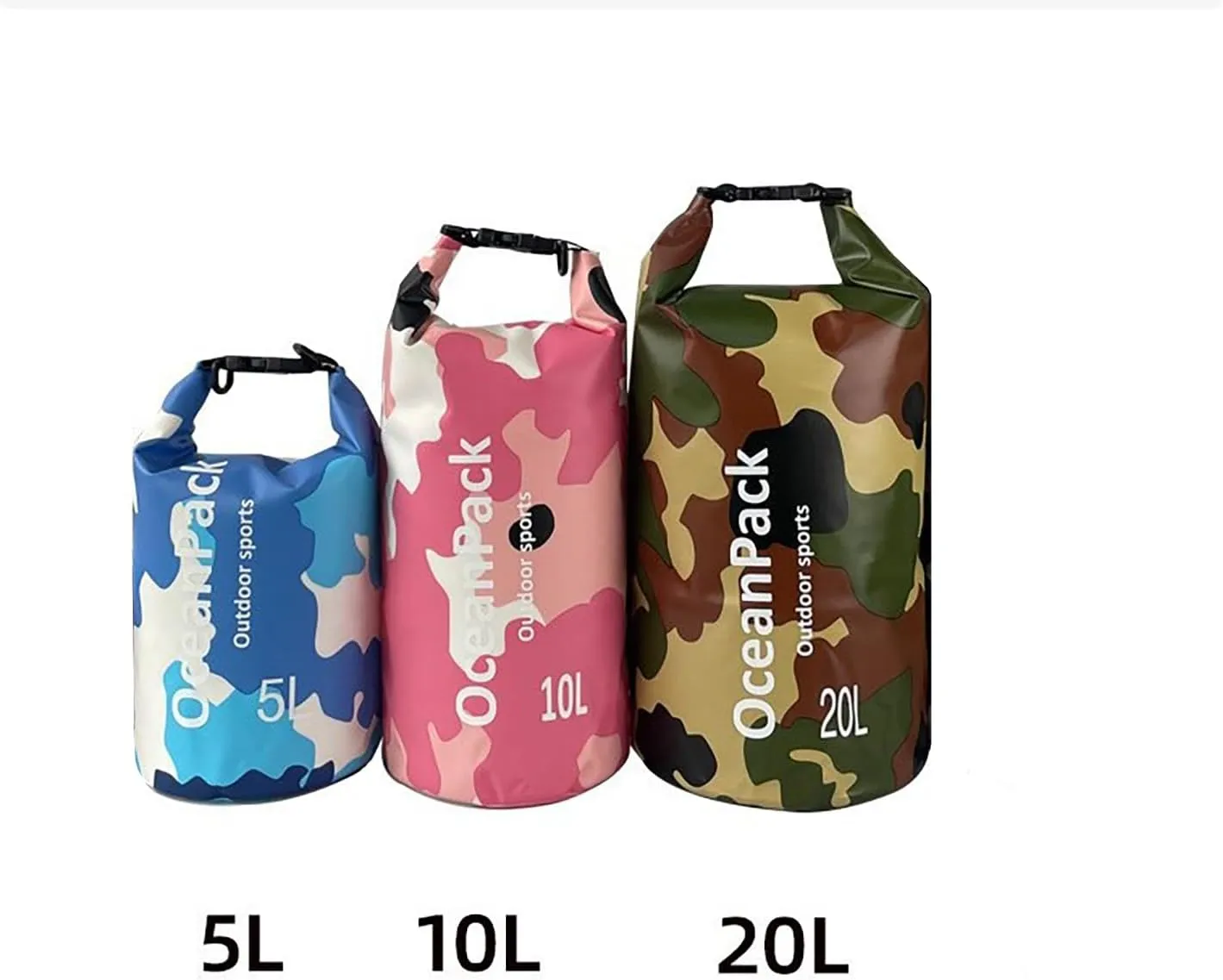 Dry Bag Waterproof for Women, 5L/10L/20L Roll Top Lightweight Dry Storage Bag Backpack for Travel, Swimming, Boating, Kayaking, Camping & Beach (GRAY CAMO, 20L)