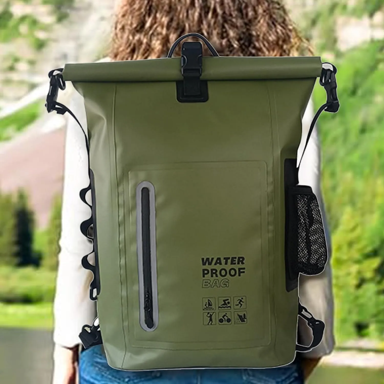 Dry Bags, Comfortable Versatile for Outdoor, Waterproof Dry Bag - Roll Top Waterproof Backpack Sack, Dry Bag for Kayaking, Beach, Rafting (Army Green)
