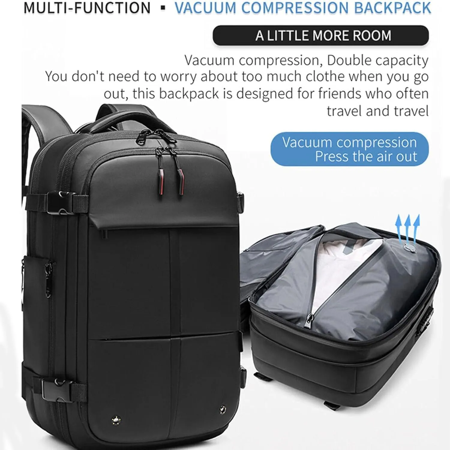 Easy Vac Pack Backpack, Easy Vac Backpack, Easyvacpack 60l Large Capacity Waterproof Anti-Theft Travel Bag (Classic-Green)