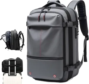 Easy Vac Pack Backpack, Easyvacpack usa Carry on, Vacuum Compression System Expands Capacity to 60L, Easy to Take on Plane (Gray (without air pump))