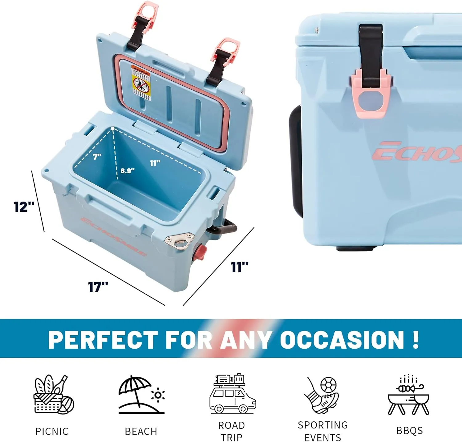 EchoSmile 12/18 Quart Rotomolded Cooler, Built to Stand up to The Rigors of The Journey