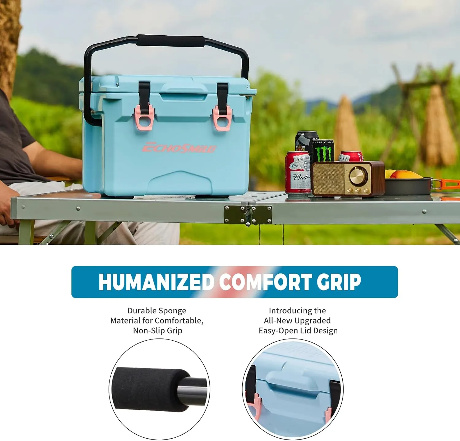 EchoSmile 12/18 Quart Rotomolded Cooler, Built to Stand up to The Rigors of The Journey