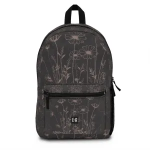 Eddy and Rita Women's Charcoal Backpack with Dusty Lavender Wildflowers - Premium Designer Bag