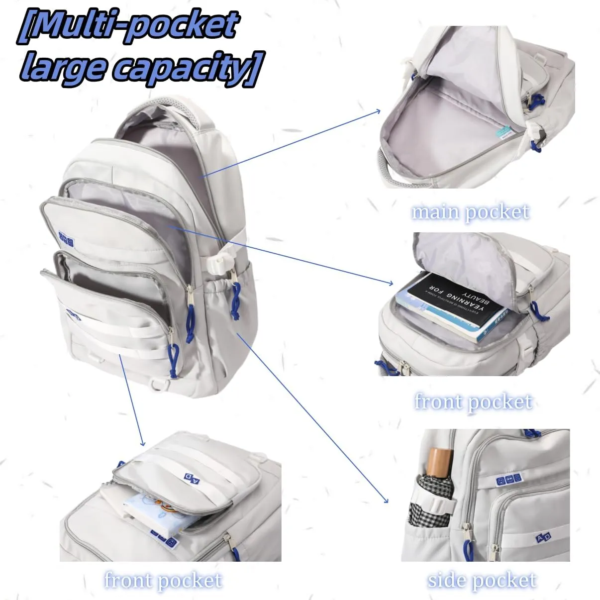 EKUIZAI Large Capacity Backpack for Girls Elementary School bag Middle School Bookbag for Teen Girls-Boys