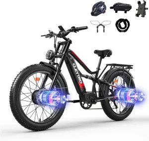 Electric Bike for Adults, 1500W/750W, 52V 21/19Ah 32-37MPH, 30-60Miles Range, 26" Fat Tire, Dual Hydraulic Disc Brakes, Full Suspension