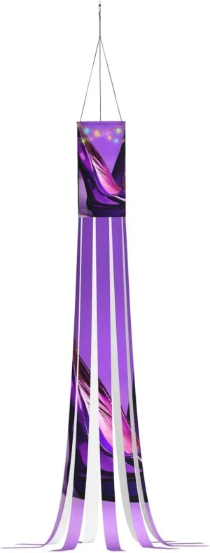 Elegant Purple High Heels with Lipstick Print Halloween Series Windsock - Ghost Themed Hanging Outdoor Decorations 59 Inches