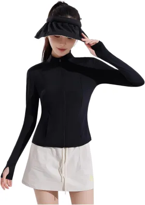 Ellniges]【4-Way Stretch Breathable UV Protection Shirt | Women's Slim Yoga Jacket with Thumbhole Design | Lightweight Sportswear for Gulf Outdoor & Gym Sessions (2025 Saudi Market Exclusive)