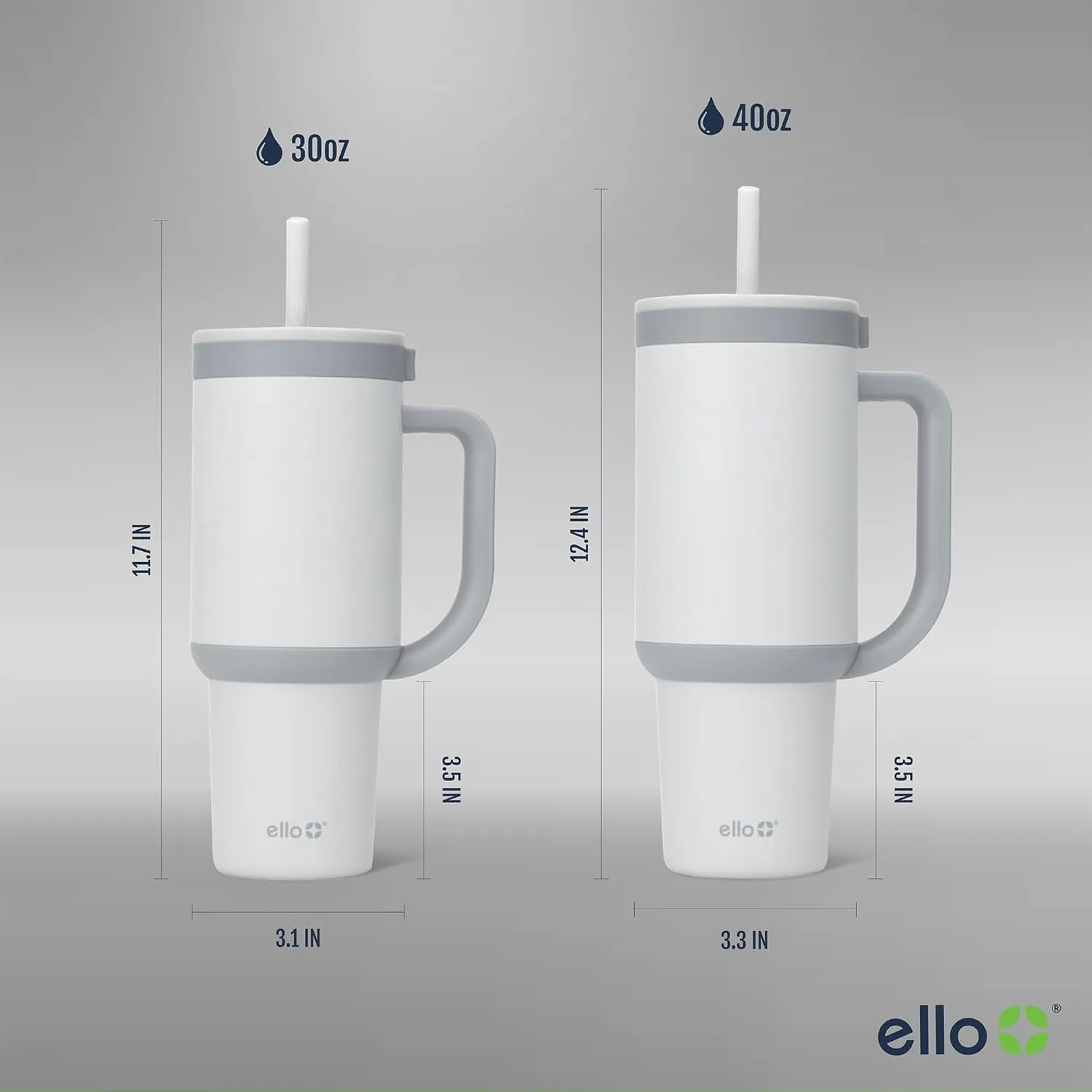 Ello Oasis Tumbler with Handle & Retracting Straw | Reusable Insulated Stainless Steel Cup 100% Leakproof, Gifts for Teens Women Men | Keeps cold for 24 Hours, 40oz 30oz Cup Holder Friendly