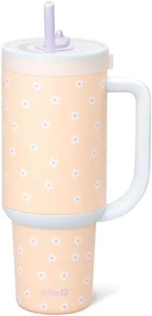 Ello Oasis Tumbler with Handle & Retracting Straw | Reusable Insulated Stainless Steel Cup 100% Leakproof, Gifts for Teens Women Men | Keeps cold for 24 Hours, 40oz 30oz Cup Holder Friendly