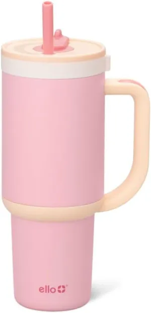 Ello Oasis Tumbler with Handle & Retracting Straw | Reusable Insulated Stainless Steel Cup 100% Leakproof, Gifts for Teens Women Men | Keeps cold for 24 Hours, 40oz 30oz Cup Holder Friendly