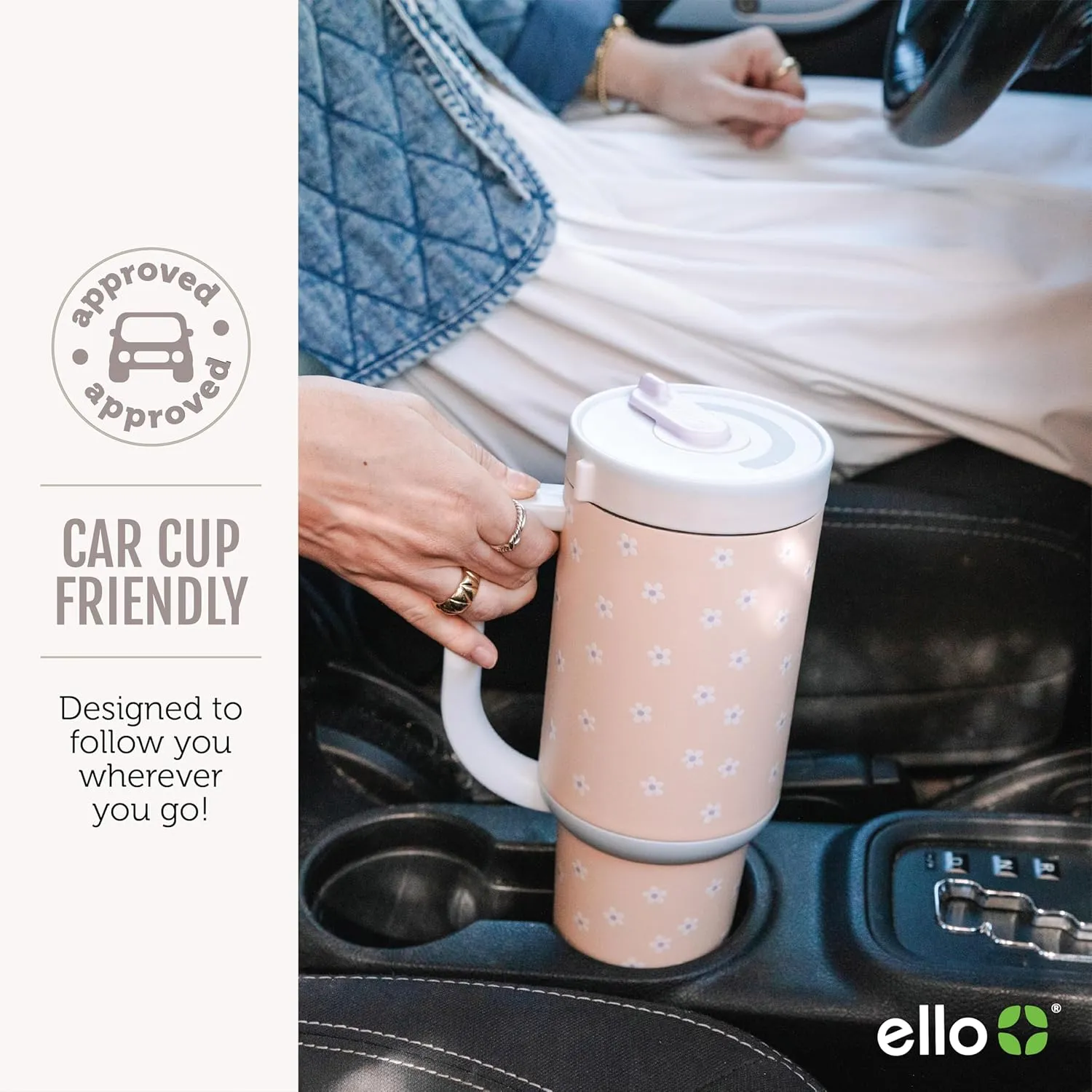 Ello Oasis Tumbler with Handle & Retracting Straw | Reusable Insulated Stainless Steel Cup 100% Leakproof, Gifts for Teens Women Men | Keeps cold for 24 Hours, 40oz 30oz Cup Holder Friendly