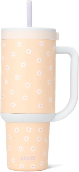 Ello Oasis Tumbler with Handle & Retracting Straw | Reusable Insulated Stainless Steel Cup 100% Leakproof, Gifts for Teens Women Men | Keeps cold for 24 Hours, 40oz 30oz Cup Holder Friendly