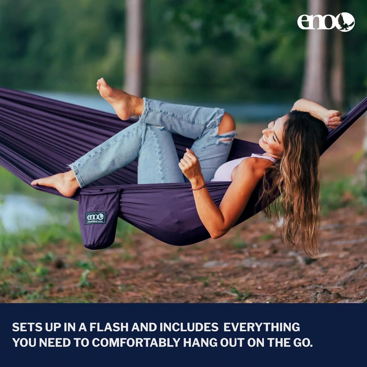 ENO TravelNest Hammock & Straps Combo - Portable for Hiking & Camping with Straps Included - Travel Hammock for Camping, Hiking, Backpacking, a Festival, or The Beach   Straps Combo - Plum