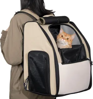 ETIAL Large Space Pet Backpack for Cats and Small Dogs – Adjustable Roll-Up Skylight, Ventilated Mesh, Anti-Escape Zipper, Waterproof Carrier for Travel, Hiking, Car Rides, and Outdoor Adventures