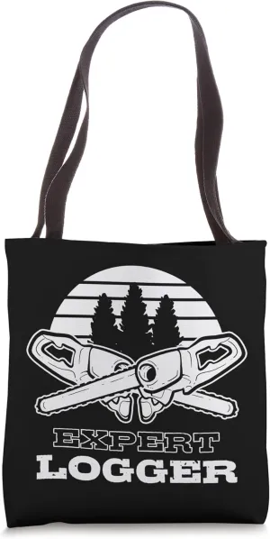 Expert Logger Chainsaw Worker Woodworker Lumberjack Flannel Tote Bag