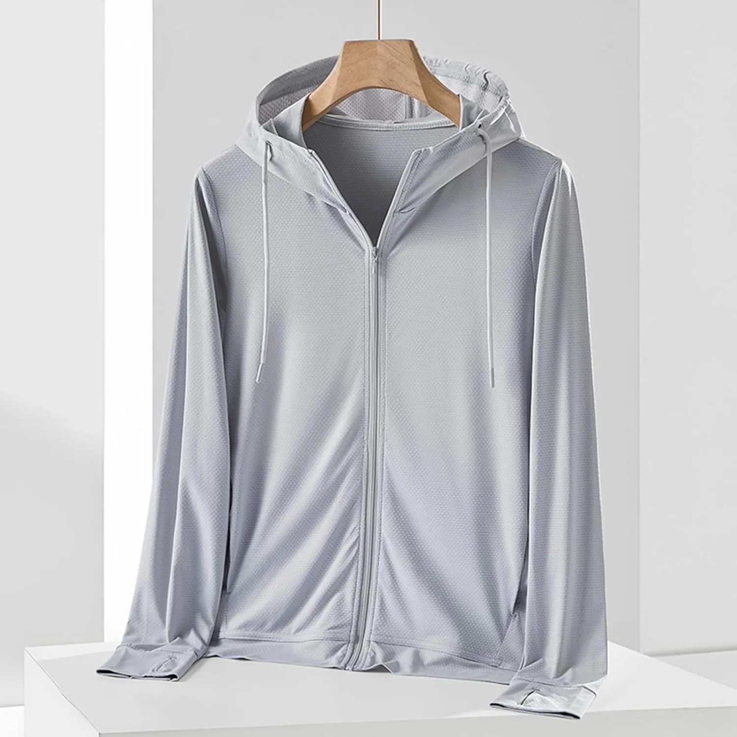 Exquisite UV Proof Hoodies Sunwear Jackets for Men Ice Feeling Outdoor Going Out Long-sleeve Loose Sun Protection Coat