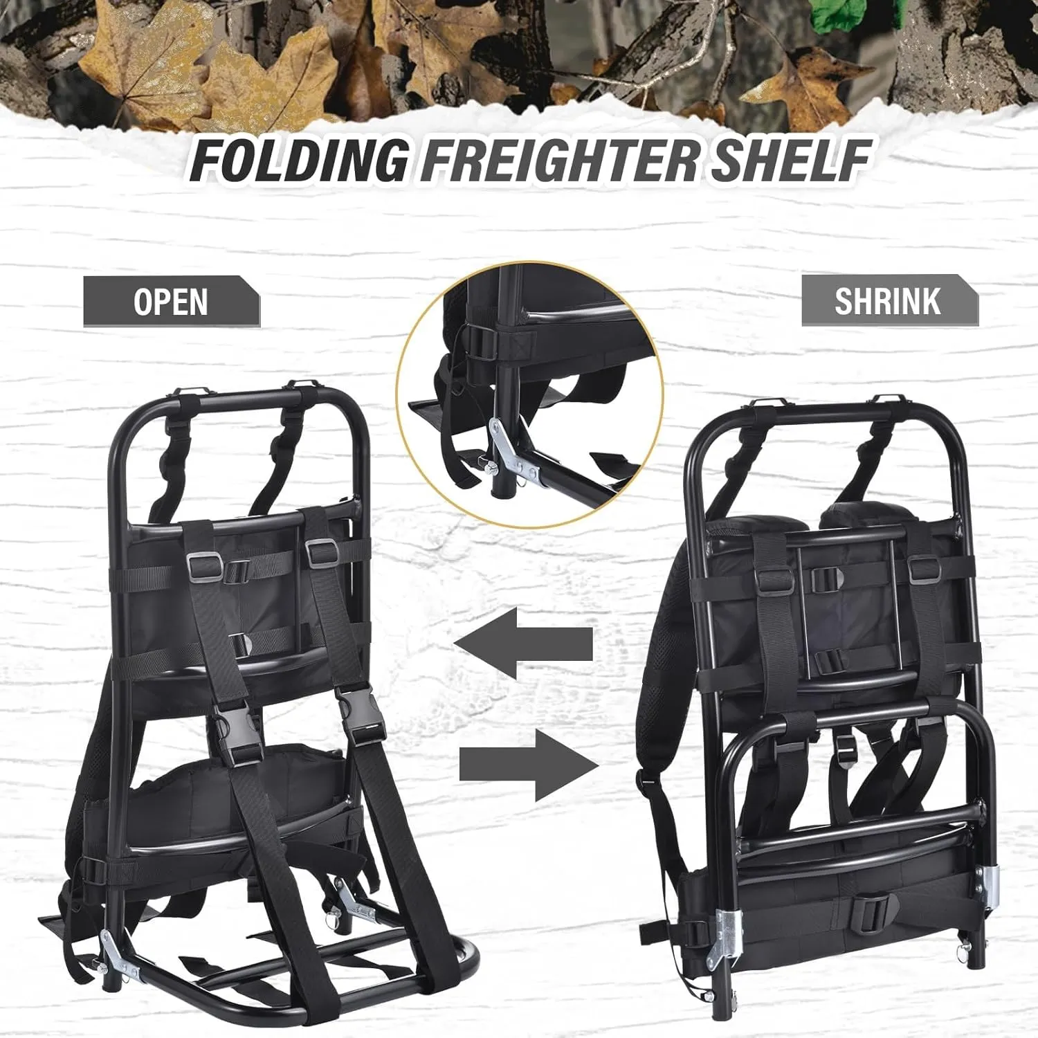 External Frame Hiking Backpack,Heavy Duty Aluminum Frame Hiking Backpack,Foldable Hunting Pack Frames Hikings Backpacks Frames Can Load 132Lbs For Hikings,Travel,Mountaineering,Hunting,Black