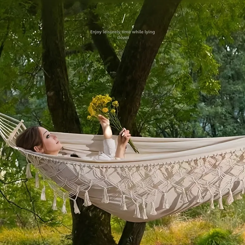 Extra Wide And Thick Canvas Outdoor Hammock 2 Person Double Luxury Hammock Swing Mesh Chair