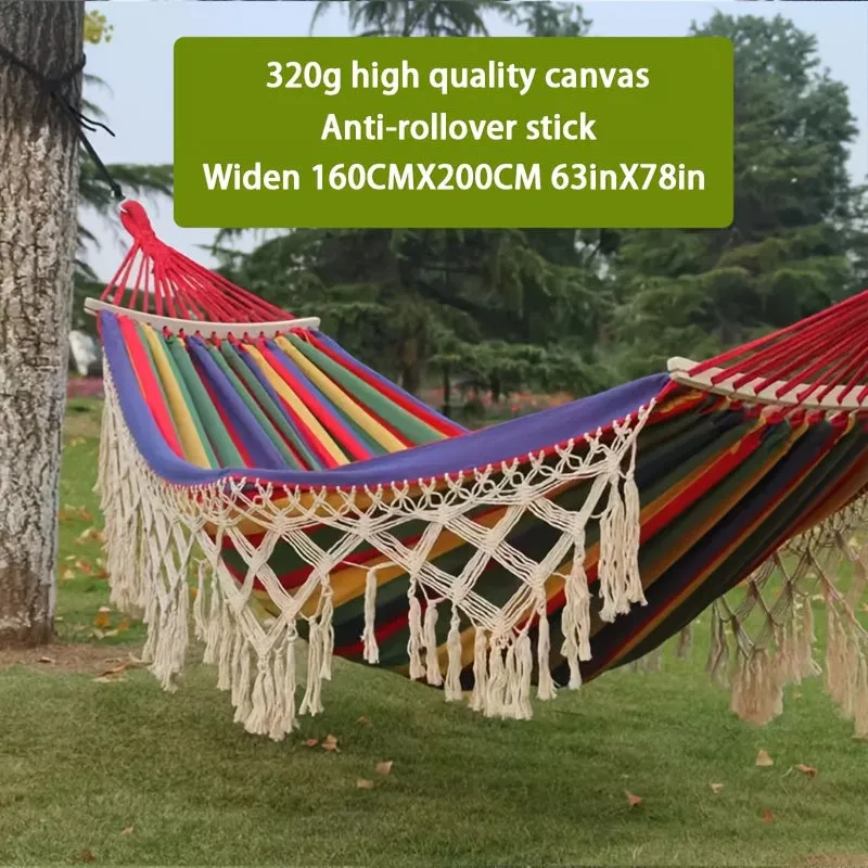 Extra Wide And Thick Canvas Outdoor Hammock 2 Person Double Luxury Hammock Swing Mesh Chair