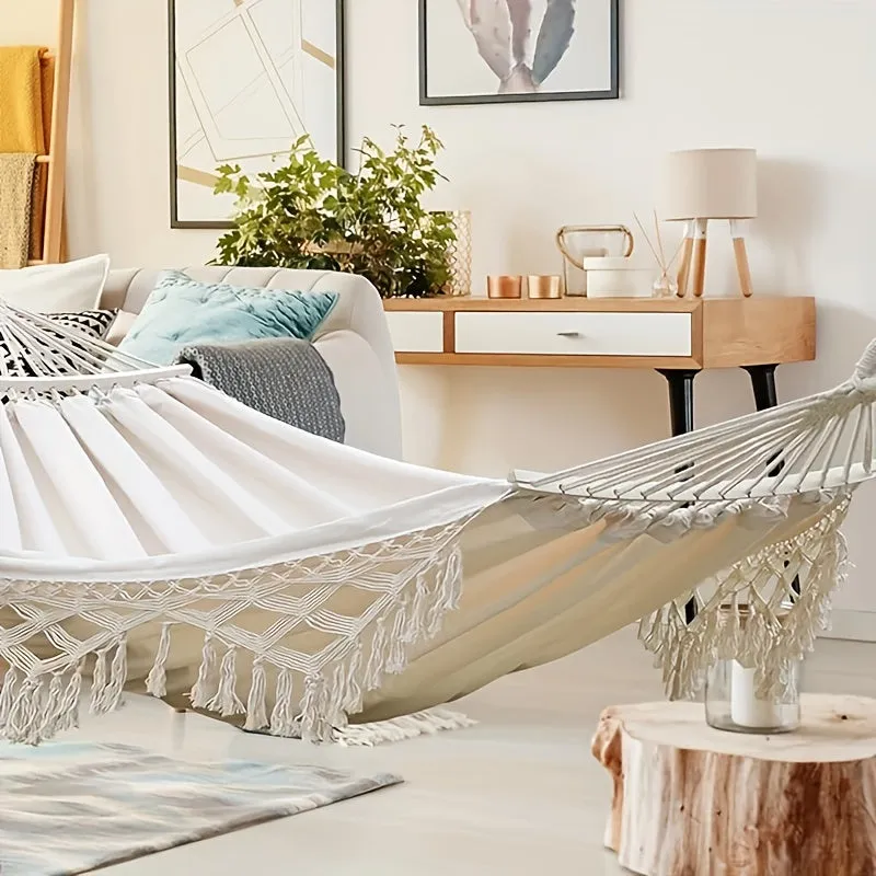 Extra Wide And Thick Canvas Outdoor Hammock 2 Person Double Luxury Hammock Swing Mesh Chair
