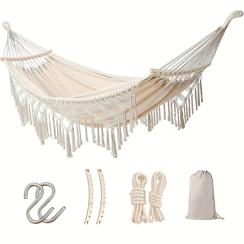 Extra Wide And Thick Canvas Outdoor Hammock 2 Person Double Luxury Hammock Swing Mesh Chair