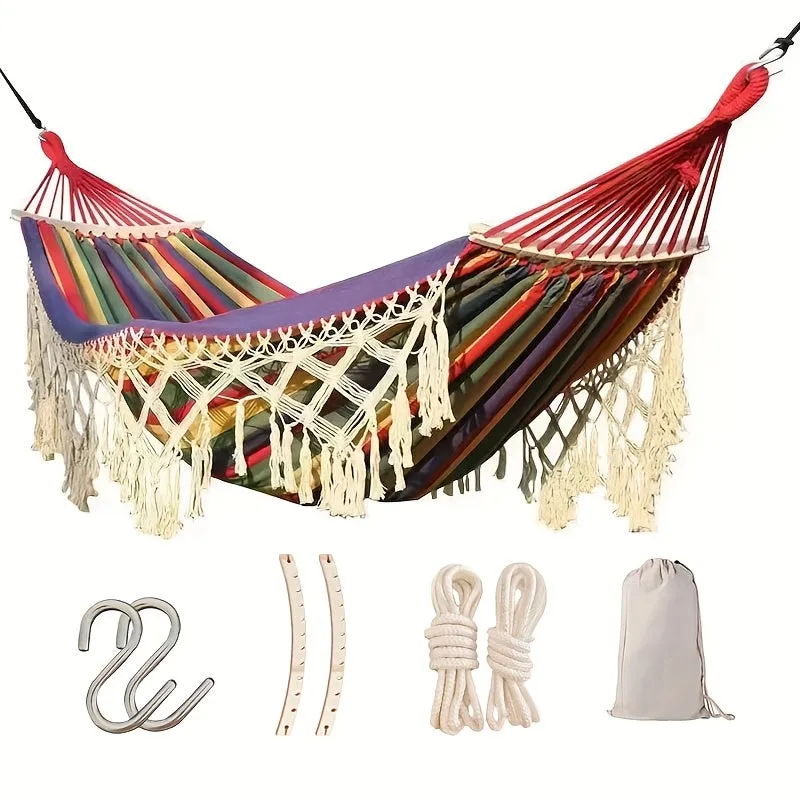 Extra Wide And Thick Canvas Outdoor Hammock 2 Person Double Luxury Hammock Swing Mesh Chair