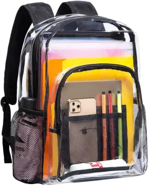 Eye4techs Clear Heavy Duty Backpack for Women and Men - Stadium Approved Transparent Security Backpack - Perfect Essential Companion - 17 Inches Bag