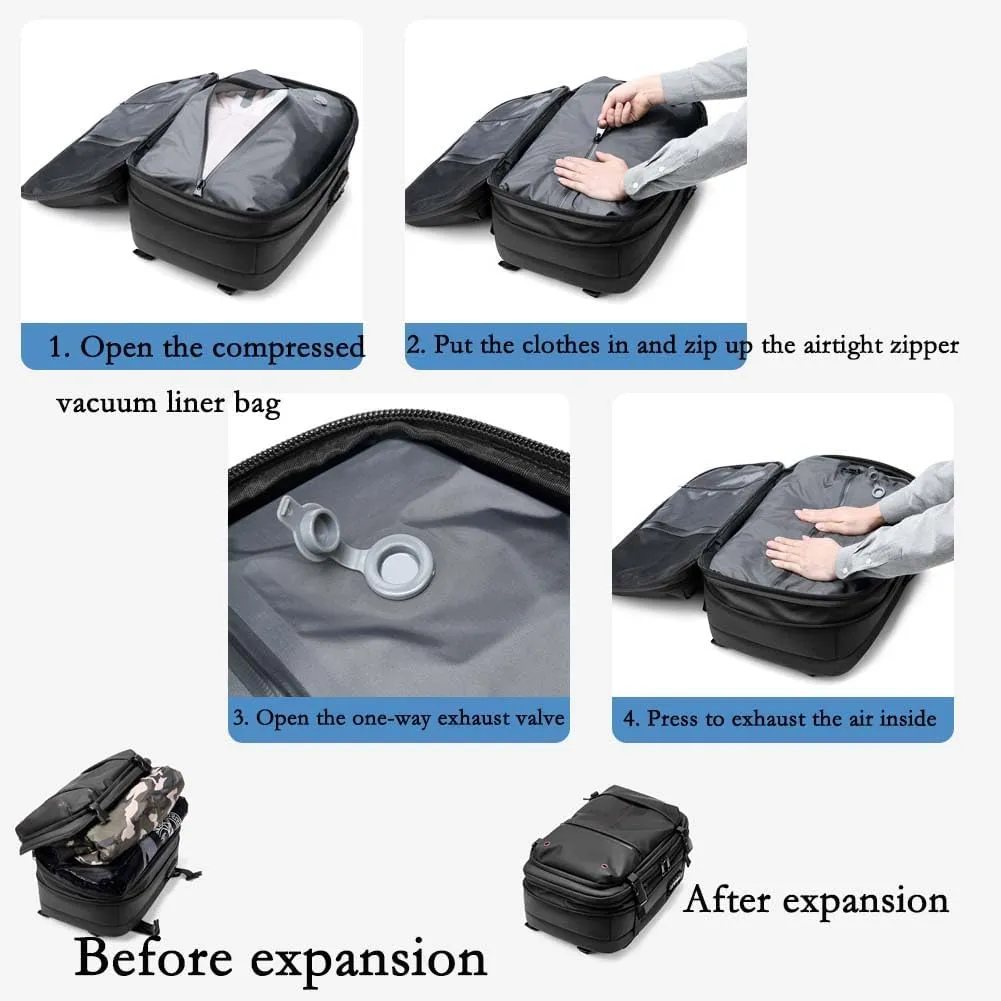 Ezyvac Backpack, Vacuum Seal Travel, Easyvacpac Backpack, 60L Expandable Vaccage Bag Water Resistant (Blue, 19.3 * 12.6 * 6 in)