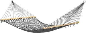 Fab Habitat 12-14 ft Adjustable Quick Dry Recycled Polyester Rope Hammock, Fade Resistant, 2 Person Indoor/Outdoor (460lbs Capacity) for Patio, Poolside, Backyard, Garden, Balcony, Miami - Charcoal
