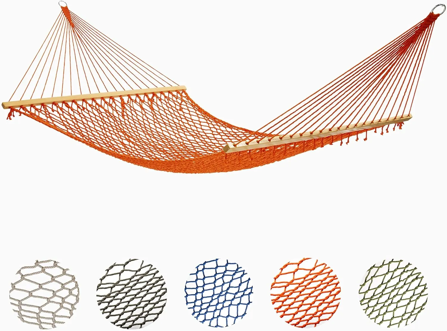 Fab Habitat 12-14 ft Adjustable Quick Dry Recycled Polyester Rope Hammock, Fade Resistant, 2 Person Indoor/Outdoor (460lbs Capacity) for Patio, Poolside, Backyard, Garden, Balcony, Miami - Tangerine
