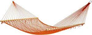 Fab Habitat 12-14 ft Adjustable Quick Dry Recycled Polyester Rope Hammock, Fade Resistant, 2 Person Indoor/Outdoor (460lbs Capacity) for Patio, Poolside, Backyard, Garden, Balcony, Miami - Tangerine
