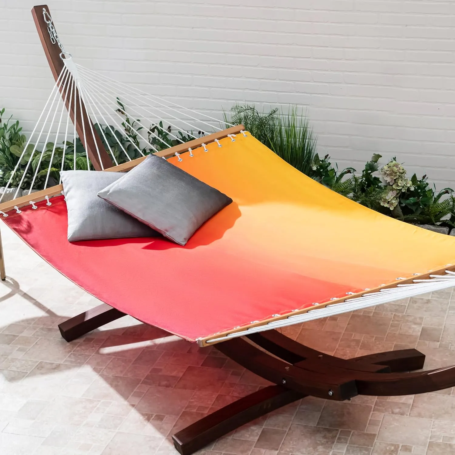 Fab Habitat Ombre Recycled Polyester Hammock - Big Sur - Sunset - Indoor/Outdoor, Quick Dry, 2 Person 460 lbs Capacity - Patio, Poolside, Backyard, Garden, Beach, Balcony - 12-14 ft Adjustable