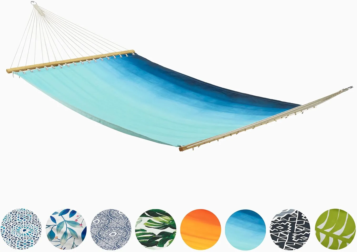 Fab Habitat Ombre Recycled Polyester Hammock - Big Sur - Teal - Indoor/Outdoor, Quick Dry, 2 Person 460 lbs Capacity - Patio, Poolside, Backyard, Garden, Beach, Balcony - 12-14 ft Adjustable