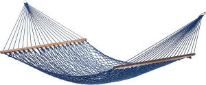 Fab Habitat Rope Recycled Polyester Hammock - Miami - Blue - Indoor/Outdoor, Quick Dry, 2 Person 400 lbs Capacity - Patio, Poolside, Backyard, Garden, Beach, Balcony - 12-14 ft Adjustable